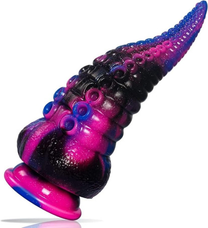 Handcrafted Colorful Octopus Tentacle Liquid Silicone Dildo with Suction Base