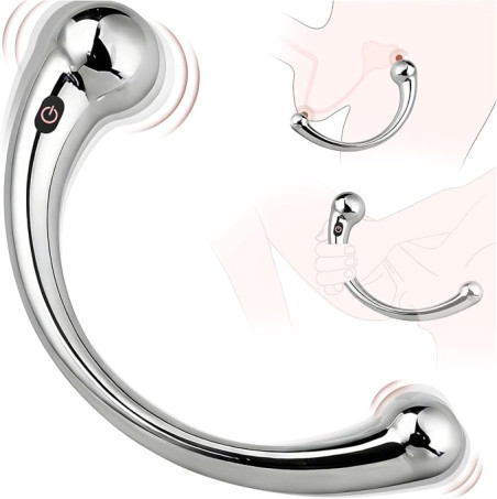 Dual-Ended Curved Aluminum Alloy Prostate Massager and Anal Plug