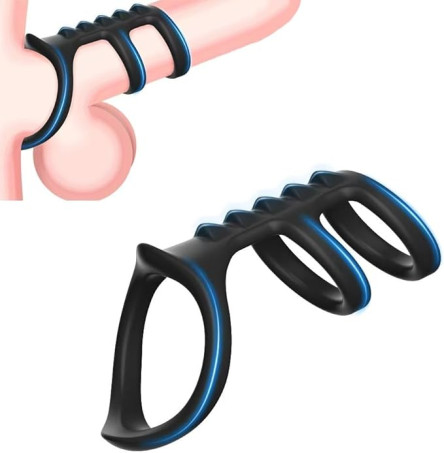 Textured Triple-Ring Silicone Penis Sleeve and Enhancer