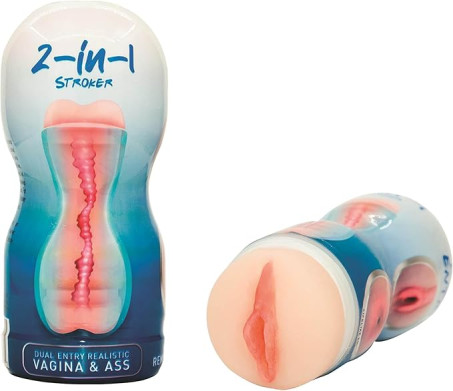 Adam & Eve 2-in-1 Dual-Entry Stroker with Adjustable Suction