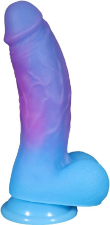 8-Inch Curved Realistic Liquid Silicone Dildo with Suction Base and Testicles