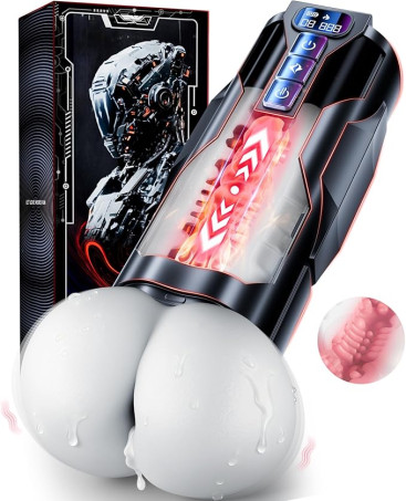 Realistic Ergonomic Heated Auto-Thrusting Male Masturbator with LED Display