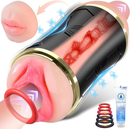 Dual-End Vibrating TPE Stroker Cup with Squeezable Shell