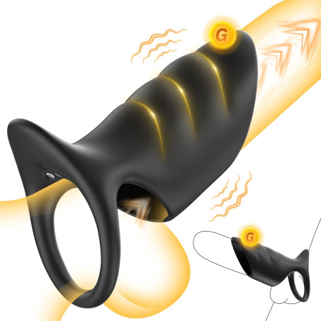  Vibrating Penis Sleeve & Cock Ring with 10 Vibration Modes  