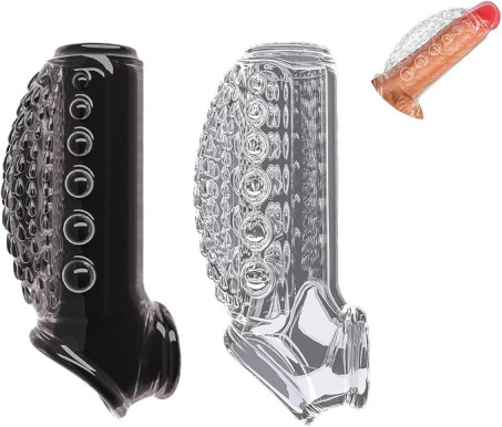 2-Piece Reusable Penis Sleeve Set with Secure Ring