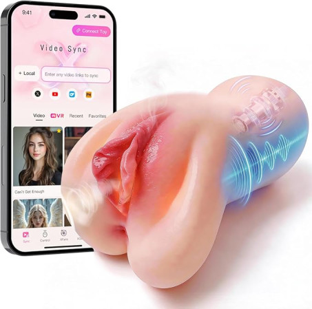 AI Heated Vibrating Male Masturbator – Realistic TPR Pocket Stroker