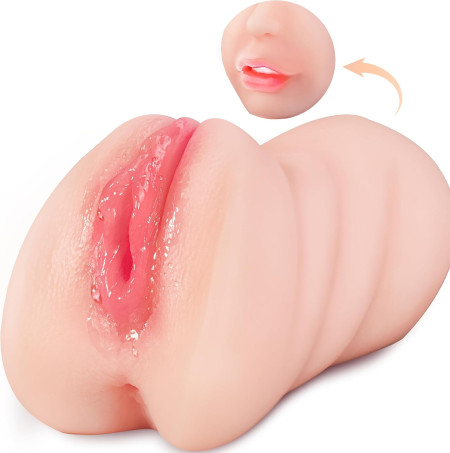 3-in-1 Realistic TPE Male Masturbator with Multi-Channel Design
