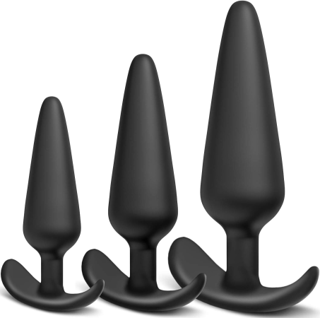 Silicone Anal Plug, Pack of 3 Butt Plugs Training Set for