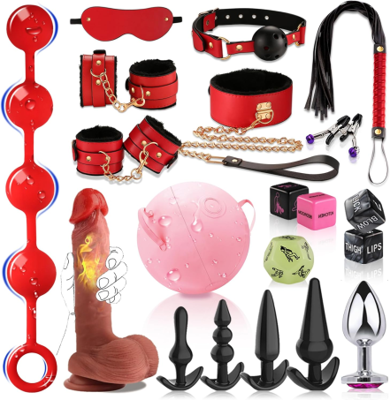20pcs Anal Plug Adult Sex Toys,BDSM Bondage Sex Restraints Set with Dildo Anal Toys and Anal Beads Butt Plug