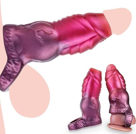 Elite Monster Dog-Style Textured Penis Sleeve & Ring Extender
