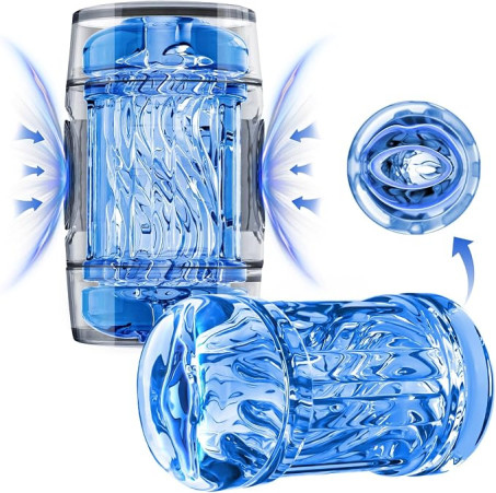 Vighbee Upgraded Blue Jelly Dual-Channel Open-Ended Pocket Stroker