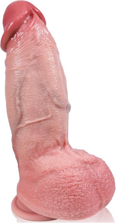 8-Inch Dual-Density Silicone Realistic Dildo with Suction Base and Testicles