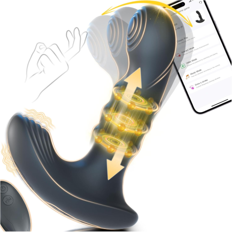Wiggling Prostate Massager with Beaded Thrusting Ring