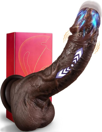 Curved-Glans Thrusting and Vibrating Liquid Silicone Dildo