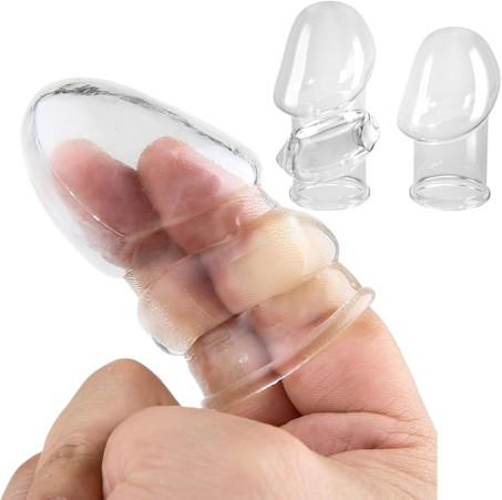 2-Piece Reusable TPE Penis Extender Sleeve Set – Clear Enhancement Sleeves