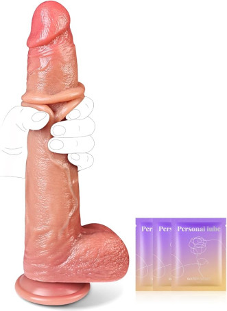 11-Inch Liquid Silicone Realistic Dildo with Movable Skin and Suction Base