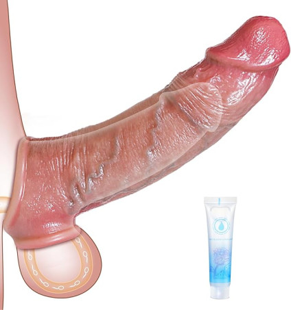 8.5'' Realistic Penis Extender and Delay Cock Sleeve