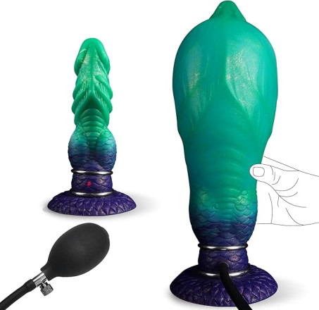 Pastel Inflatable Knot Monster Dildo with Hand Pump and Suction Base