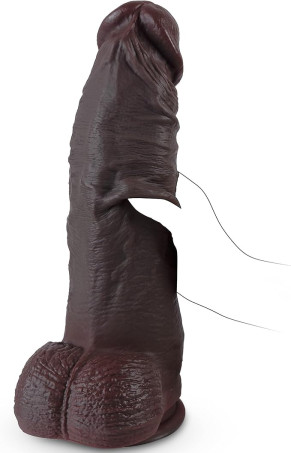 13-Inch XXXL Dual-Density Giant Silicone Dildo with Movable Foreskin and Suction Base