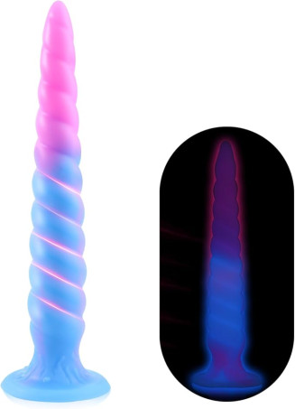Glow-in-the-Dark Spiral Monster Silicone Dildo with Suction Base