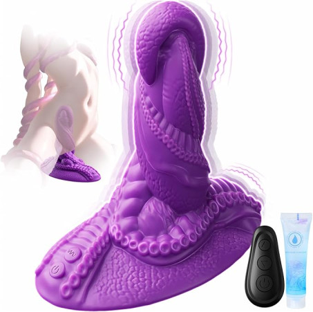 Dual-Motor Fantasy Tentacle Monster Dildo with Remote and Suction Base