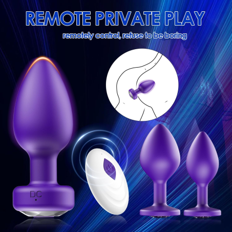 Anal Plug Sex Toys Vibrator–3Pcs Silicone Butt Plugs Training Kit with Remote Control,