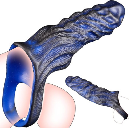 Textured Fantasy Penis Sleeve Extender and Girth Enhancer
