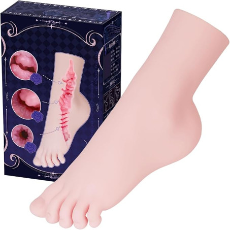 Lifelike Left Foot TPE Pocket Masturbator with Textured Channel