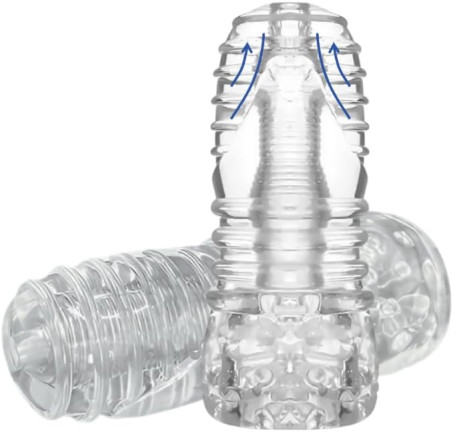Dual-Ended Transparent TPE Textured Male Masturbator Cup