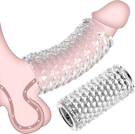 2-Piece Clear TPE Cock Rings & Textured Sleeve Set for Men