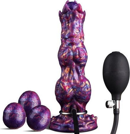 10-Inch Monster Ovipositor and Knotted Silicone Dildo with Egg-Ejection Pump