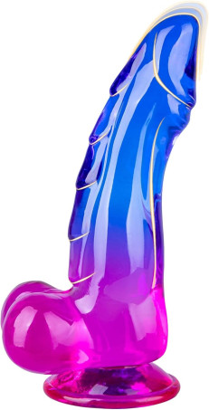 7.8-Inch Purple and Blue Gradient Transparent Monster Dildo with Suction Base