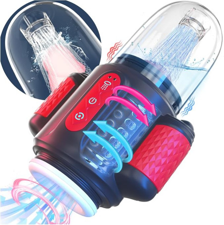 Water Spray Vibrating Male Masturbator with Rotation & Suction