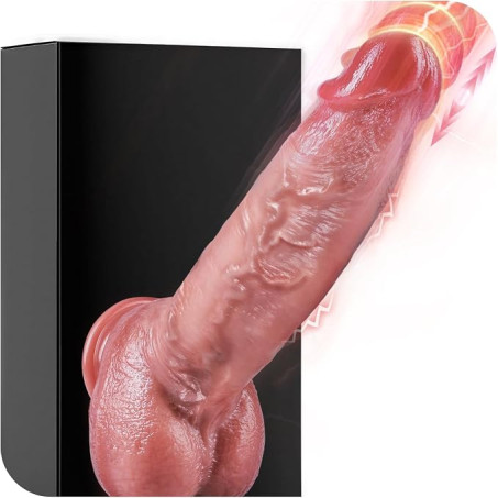 9-Inch Rapid Thrusting and Vibrating Liquid Silicone Dildo with Remote and Suction Base