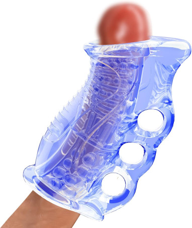 MIURSHAK Open-Ended Beaded Male Stroker with Finger-Grip Design