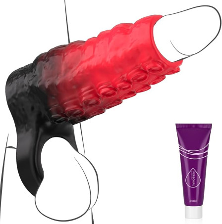 Textured Monster Tentacle Silicone Penis Sleeve with Cock Ring