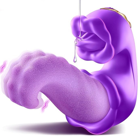4-in-1 Rose Tongue-Licking and Swinging Vibrator with Magnetic Charger