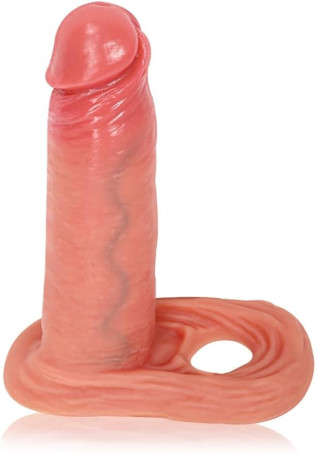 Textured Liquid Silicone Penis Sleeve with Ball Stretcher Ring