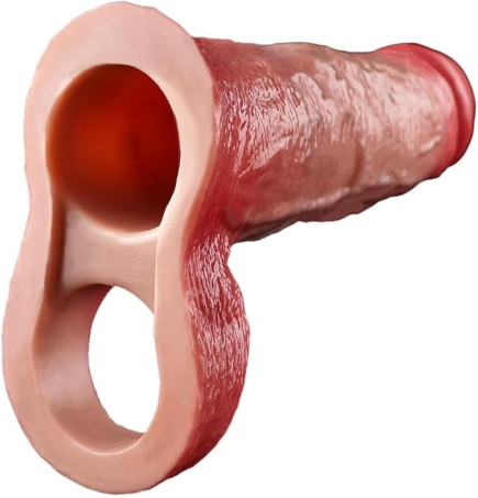 Silicone Realistic Penis Sleeve with Testicle Ring & Vein Texture