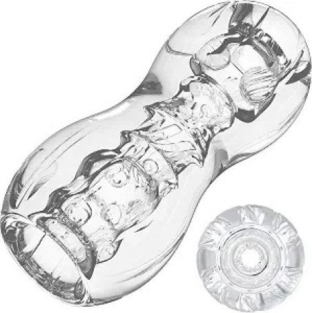 Dumbbell-Shaped 3D Textured Open-Ended Pocket Masturbator Cup
